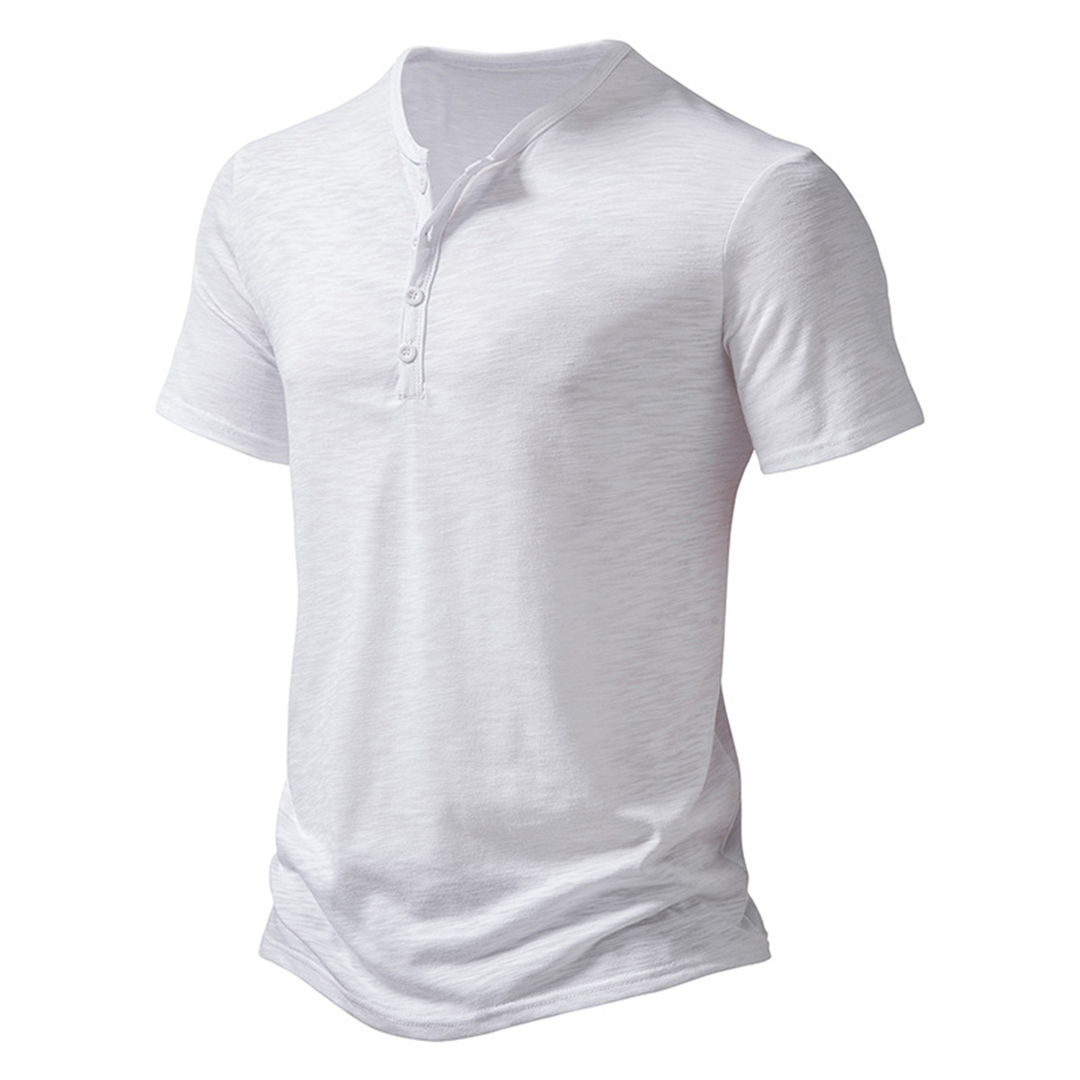 Heren T-shirt - Kwart knoop - Lichtgewicht - Effen T-shirt - Zomershirt-Hallo Susanne