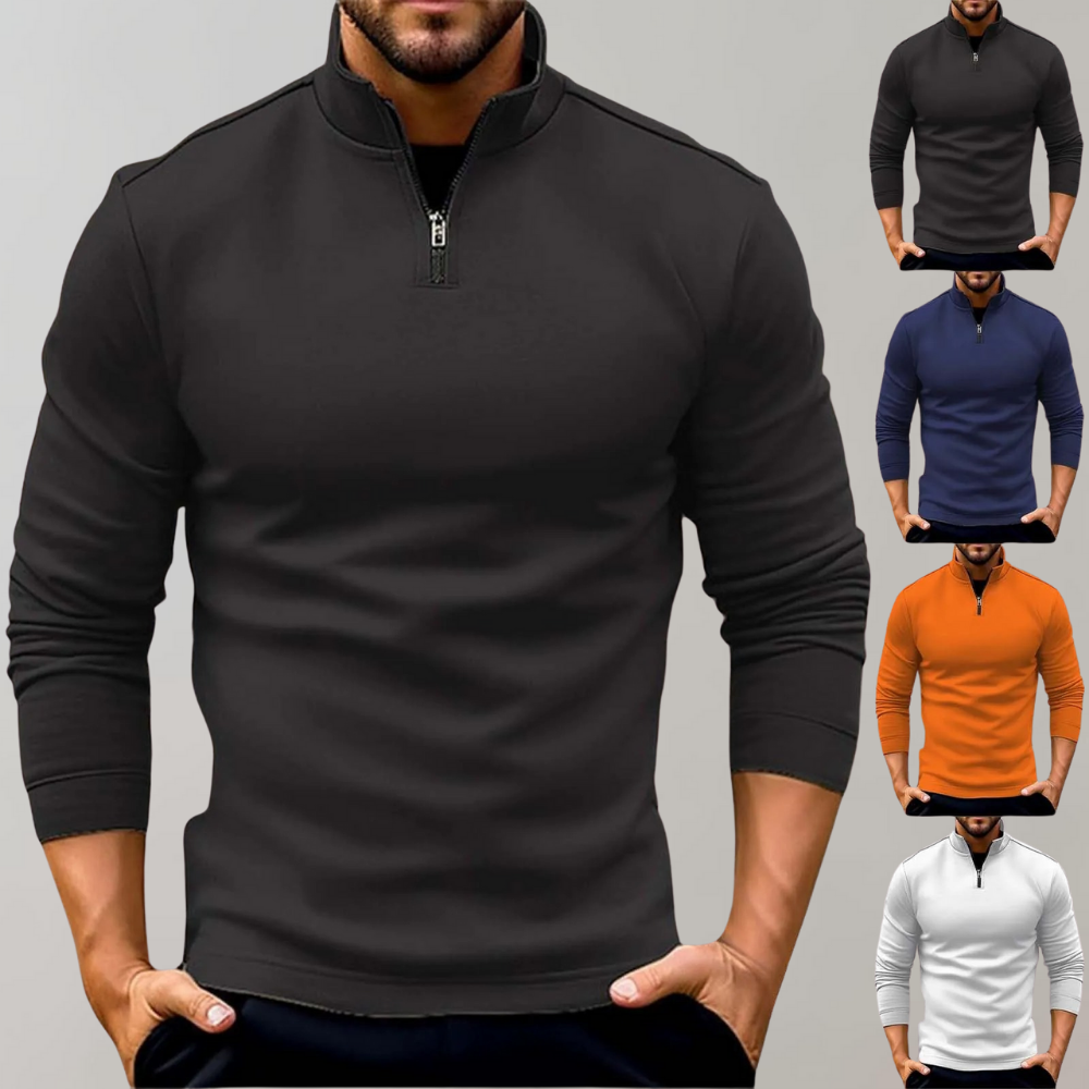 Herenstrui met kwart rits | Lange mouwen | Pullover | Sweatshirt met halve rits | Trui met kwart rits voor heren-Hallo Susanne