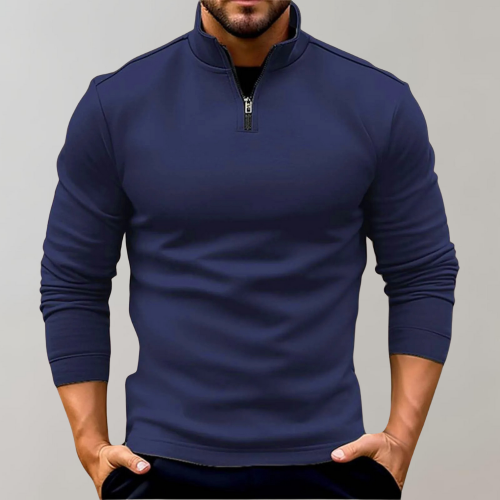 Herenstrui met kwart rits | Lange mouwen | Pullover | Sweatshirt met halve rits | Trui met kwart rits voor heren-Hallo Susanne