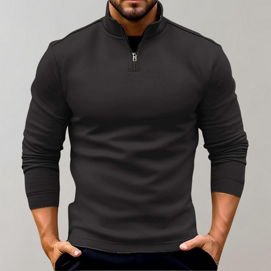 Herenstrui met kwart rits | Lange mouwen | Pullover | Sweatshirt met halve rits | Trui met kwart rits voor heren-Hallo Susanne