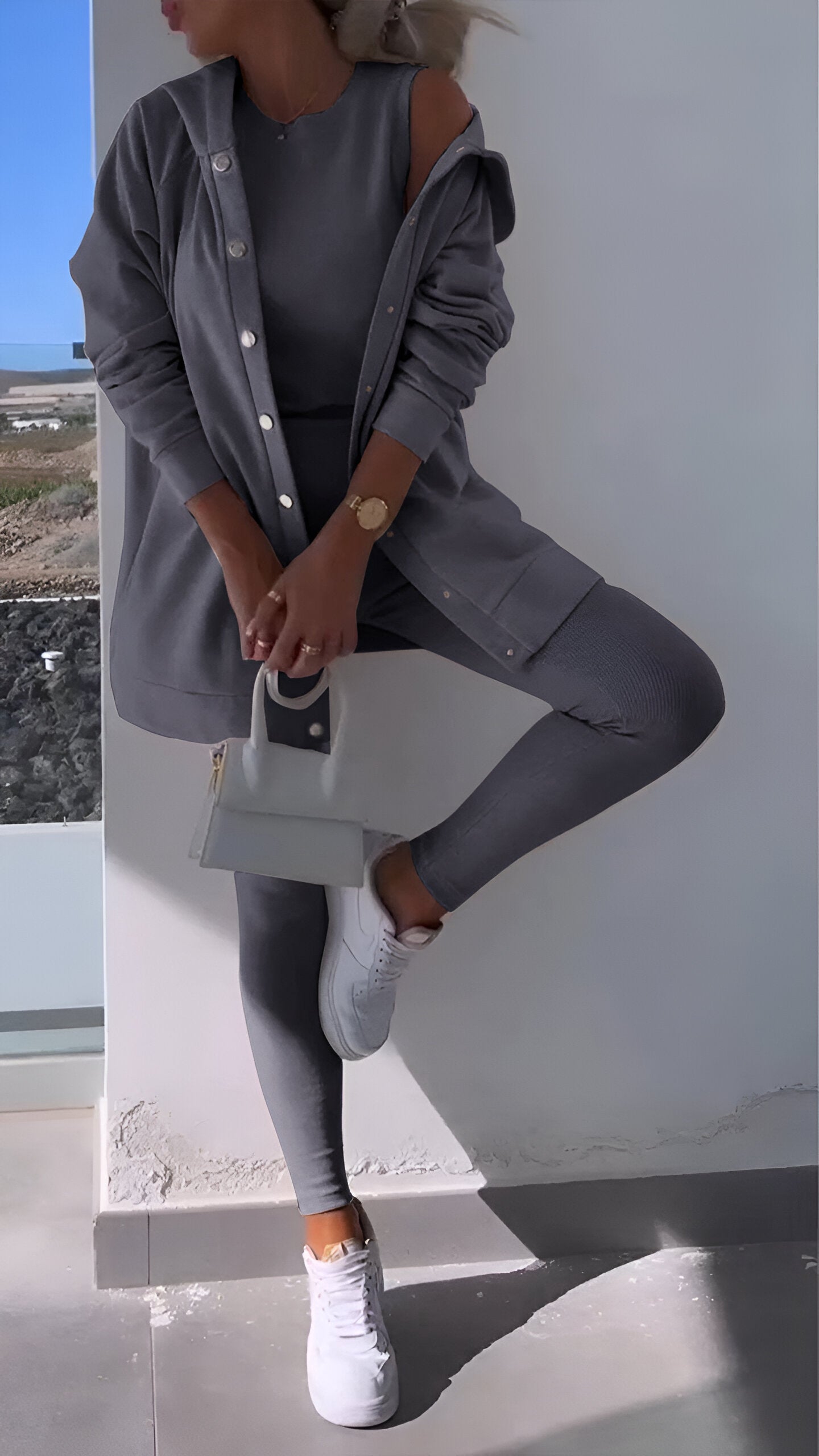 Hoodie en Leggings set | Button-Up | Oversized Hoodie | Samengesteld | Dameskleding-Hallo Susanne