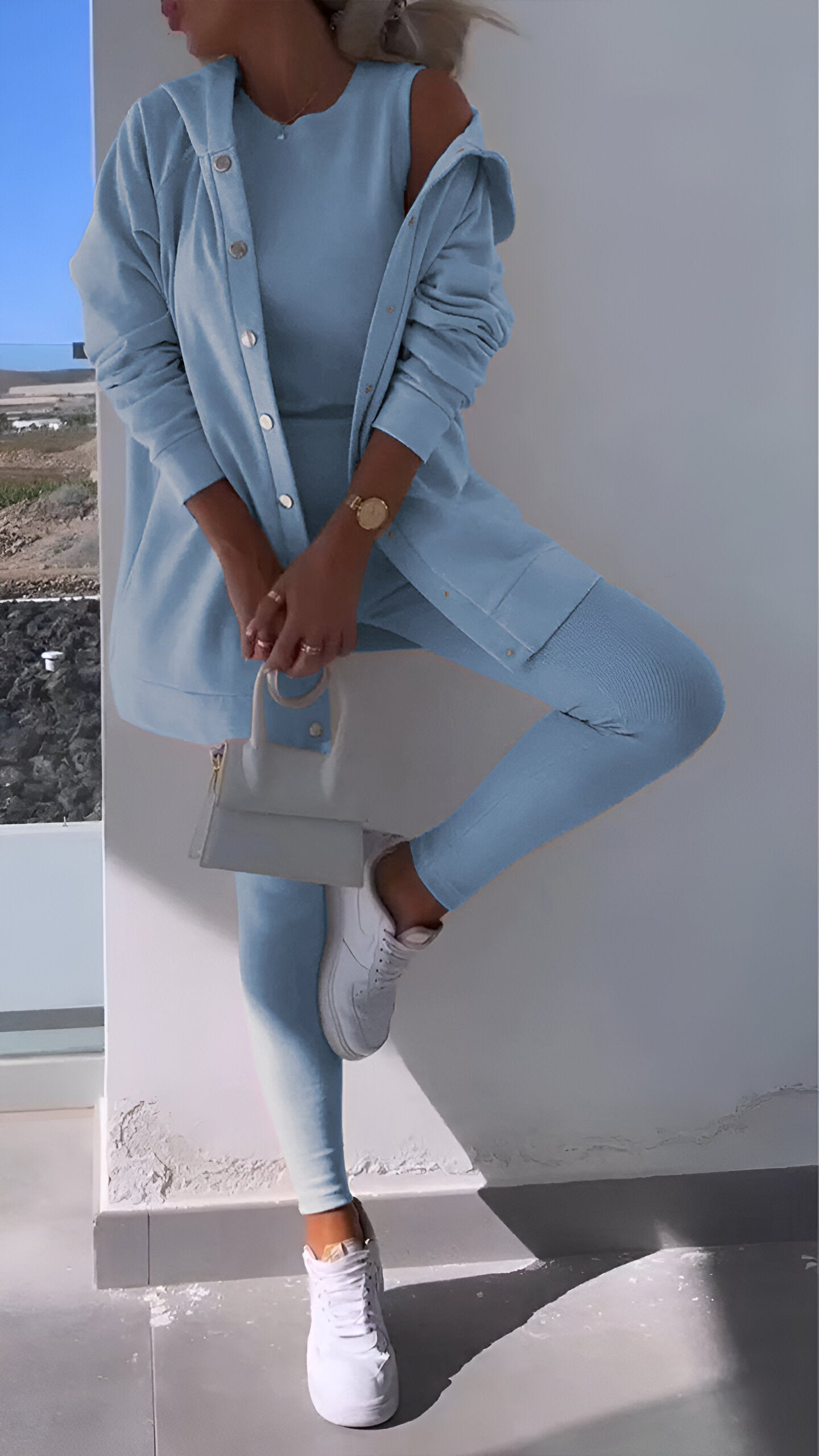 Hoodie en Leggings set | Button-Up | Oversized Hoodie | Samengesteld | Dameskleding-Hallo Susanne