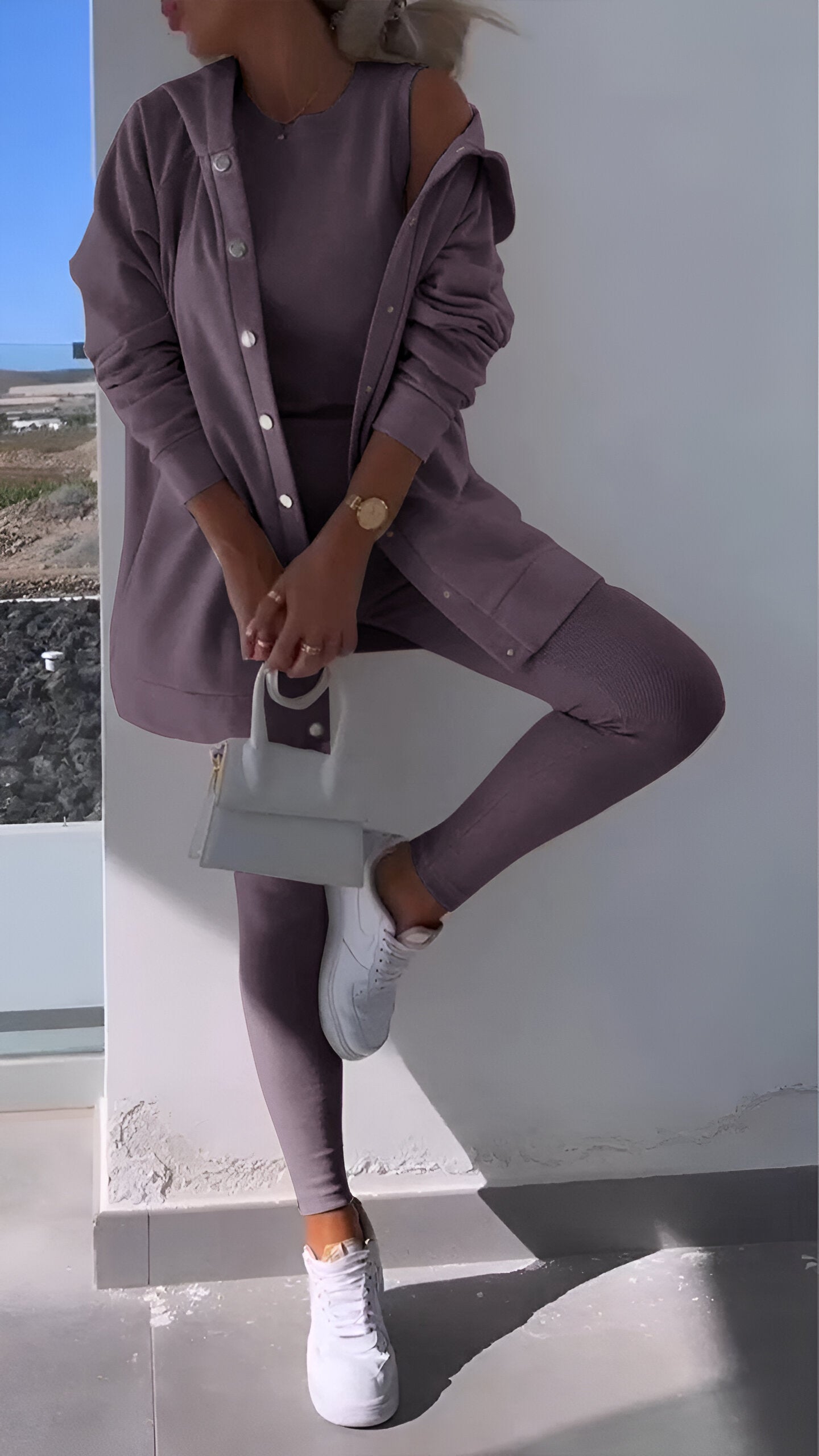 Hoodie en Leggings set | Button-Up | Oversized Hoodie | Samengesteld | Dameskleding-Hallo Susanne
