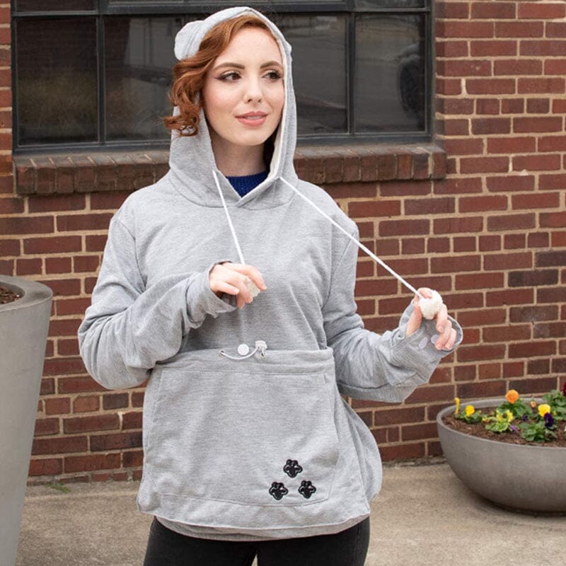 Hoodie met zak voor huisdieren | Lange mouwen | Draagtas voor huisdieren | Hoodie met kattenzak | Sweatshirt voor honden-Hallo Susanne