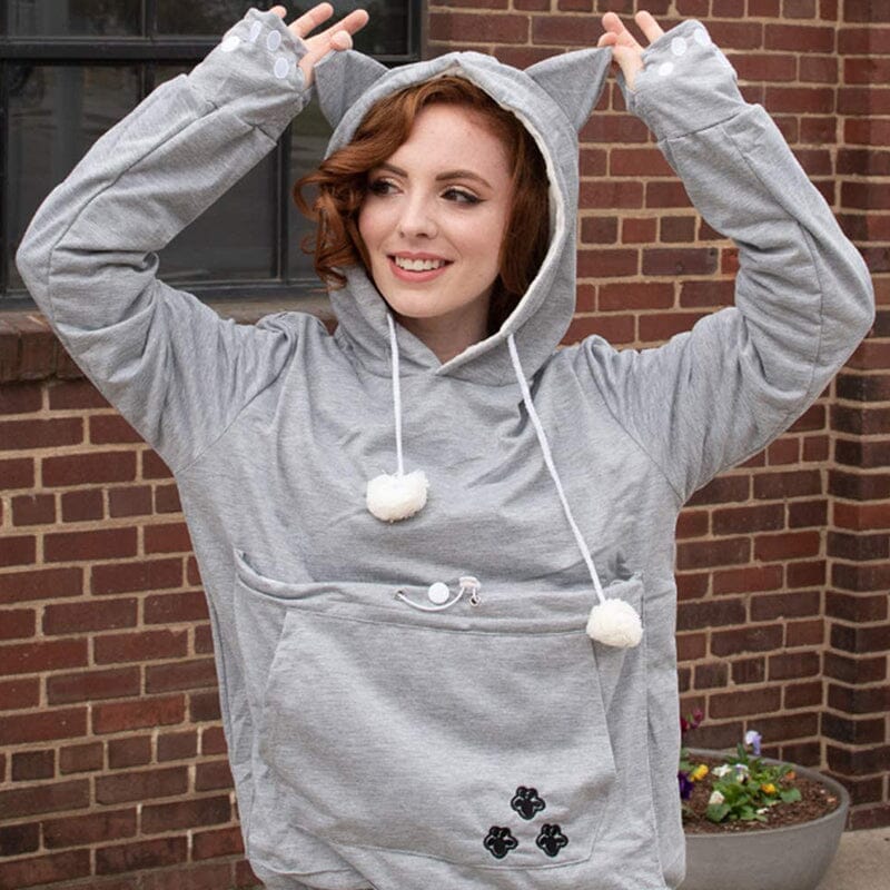 Hoodie met zak voor huisdieren | Lange mouwen | Draagtas voor huisdieren | Hoodie met kattenzak | Sweatshirt voor honden-Hallo Susanne