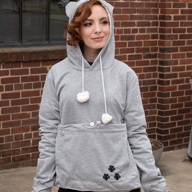 Hoodie met zak voor huisdieren | Lange mouwen | Draagtas voor huisdieren | Hoodie met kattenzak | Sweatshirt voor honden-Hallo Susanne