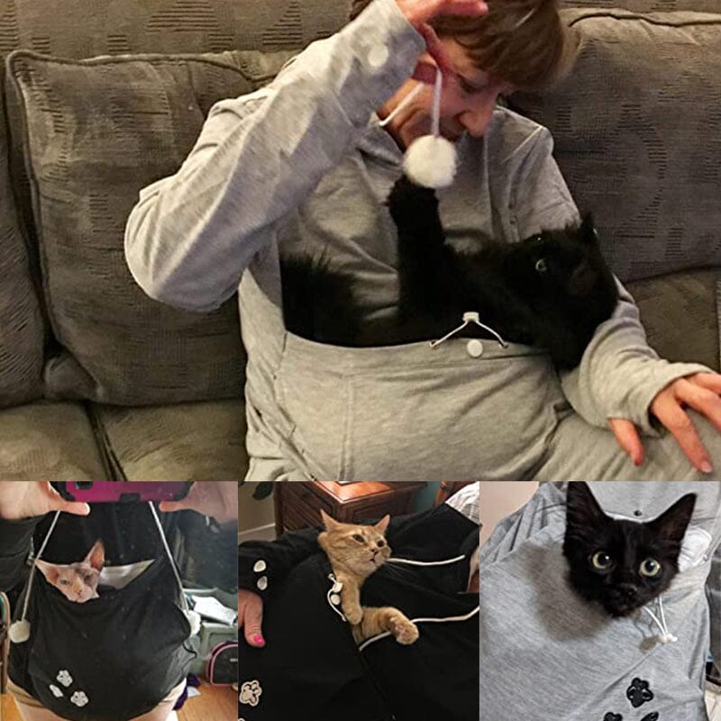 Hoodie met zak voor huisdieren | Lange mouwen | Draagtas voor huisdieren | Hoodie met kattenzak | Sweatshirt voor honden-Hallo Susanne