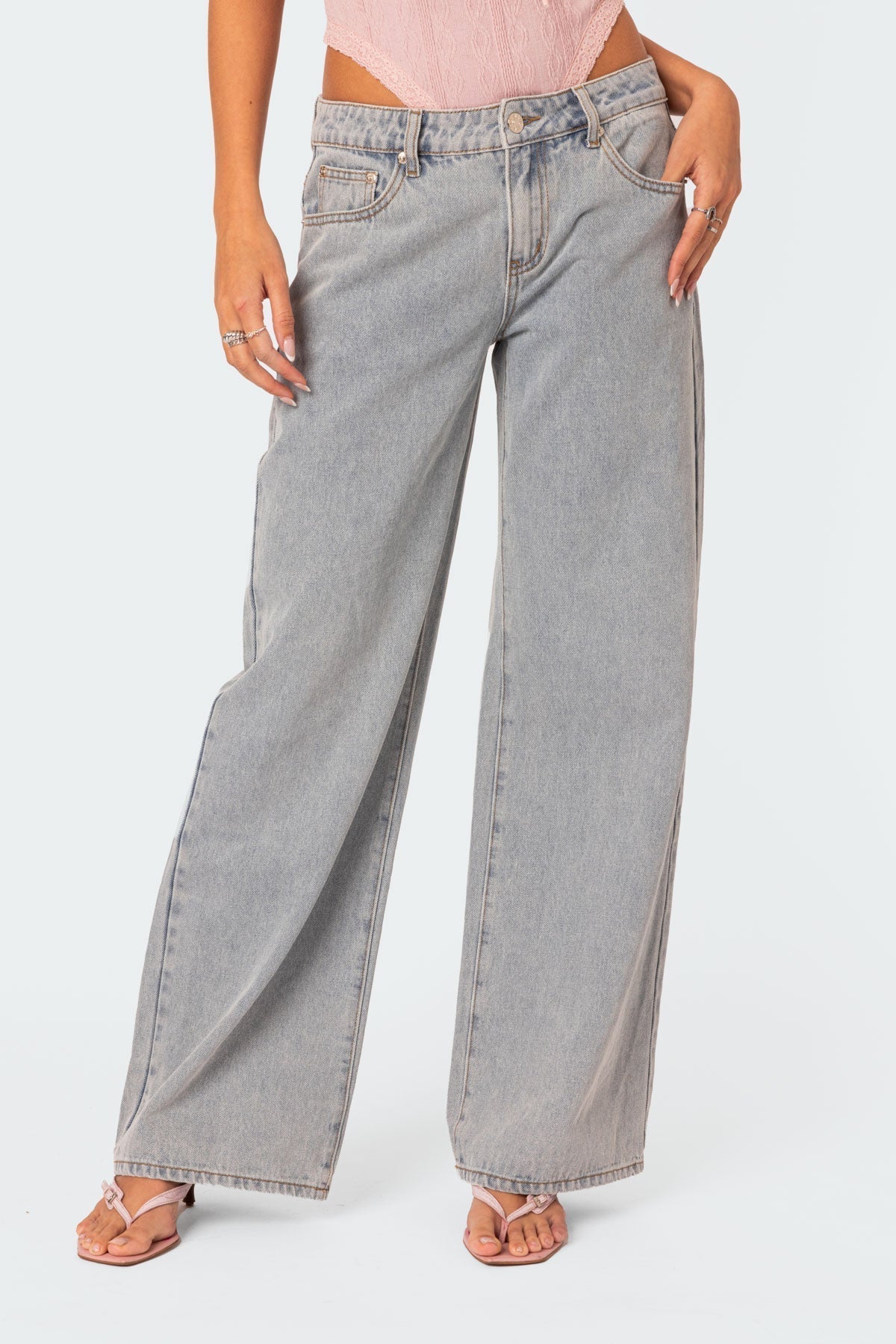 Jeans met wijde pijpen - Dames Stretchy Baggy Jeans met lage taille-Hallo Susanne