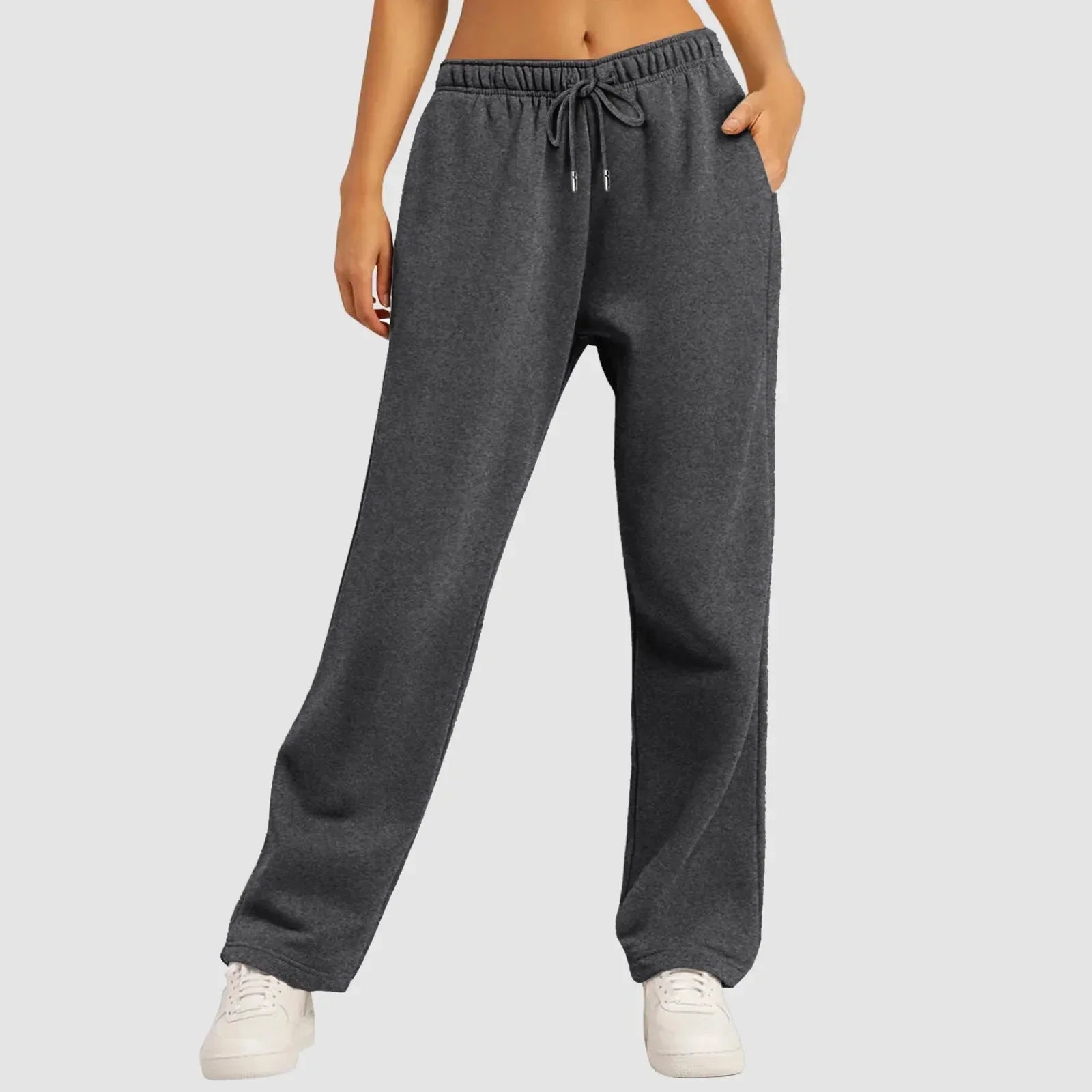 Joggingbroek met wijde pijpen - Dames joggingbroek met elastische tailleband en trekkoord-Hallo Susanne