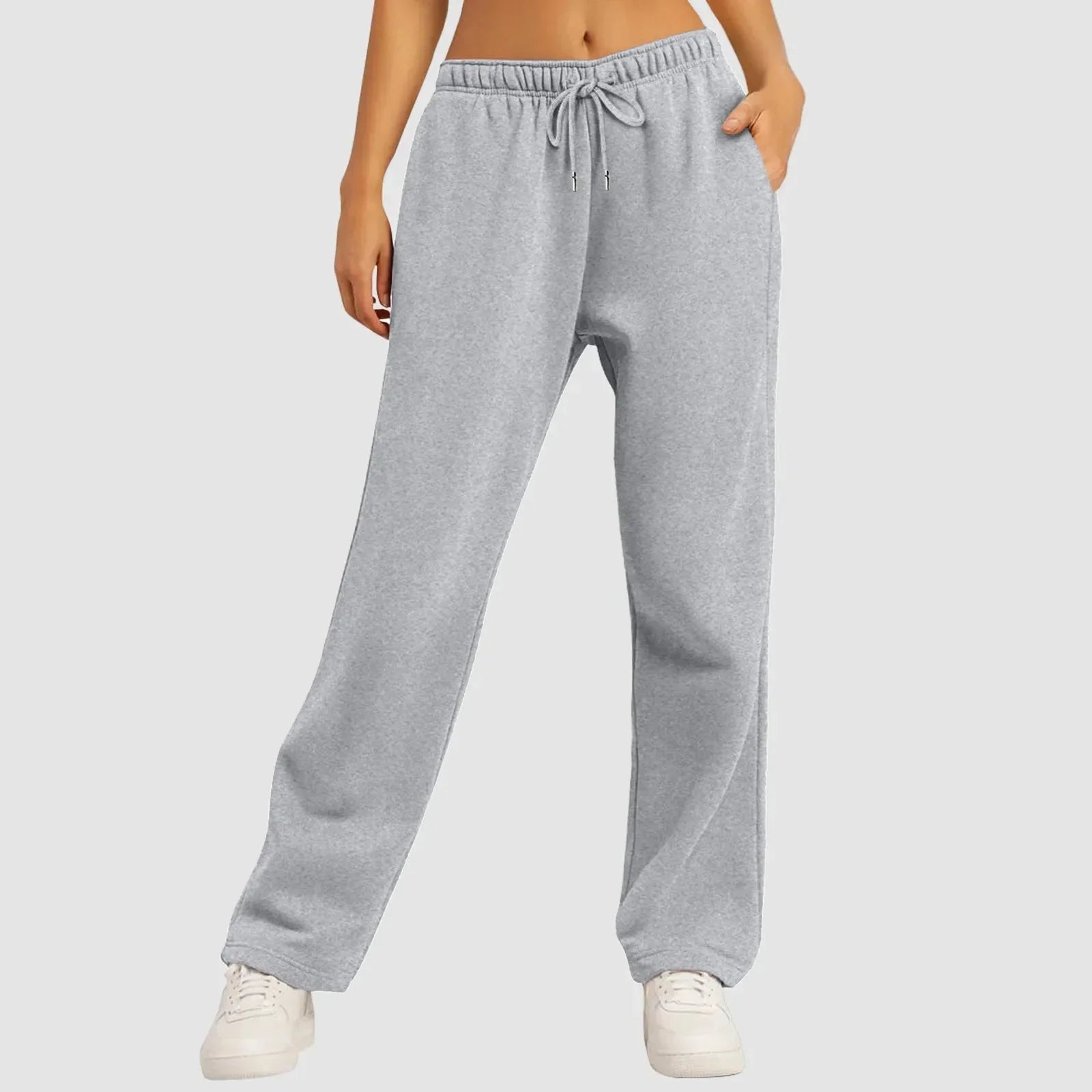 Joggingbroek met wijde pijpen - Dames joggingbroek met elastische tailleband en trekkoord-Hallo Susanne