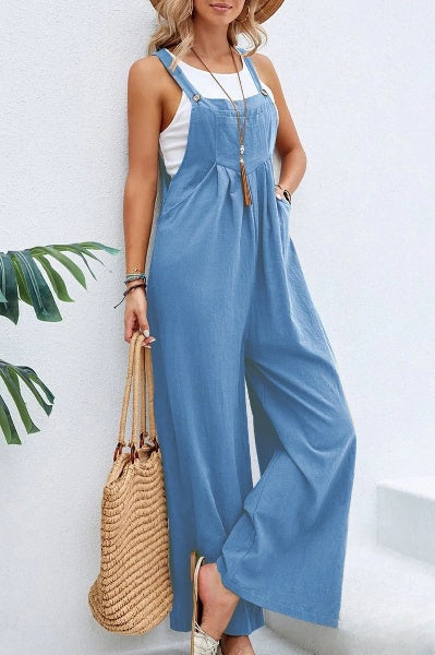 Jumpsuit met wijde pijpen | Mouwloos | Losjes | Overalls | Jumpsuit voor Vrouwen-Hallo Susanne