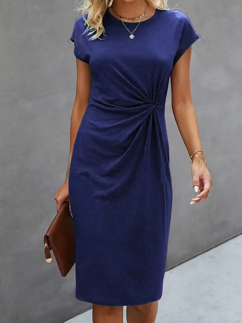 Jurk | Korte Mouw | Knielengte | Elegante Jurk | Midi Jurk-Hallo Susanne