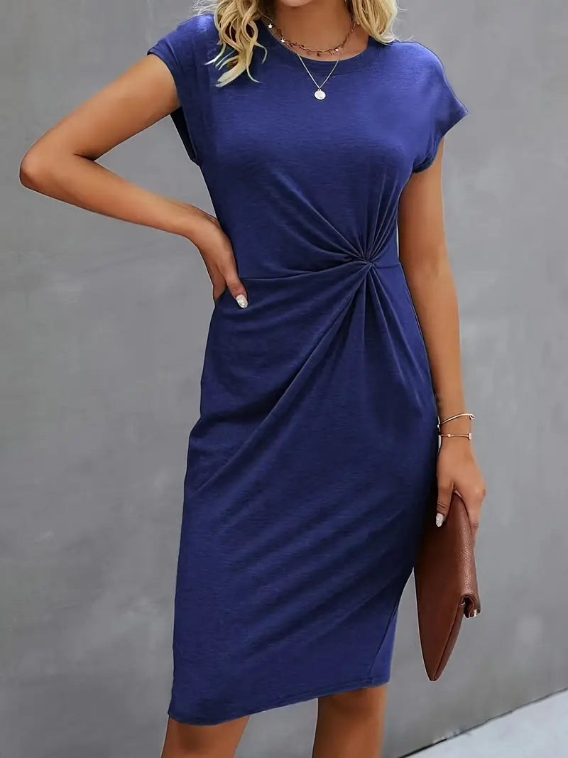 Jurk | Korte Mouw | Knielengte | Elegante Jurk | Midi Jurk-Hallo Susanne