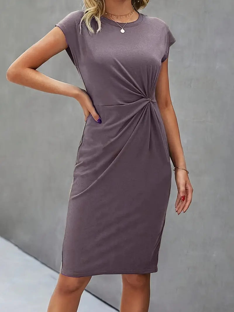 Jurk | Korte Mouw | Knielengte | Elegante Jurk | Midi Jurk-Hallo Susanne