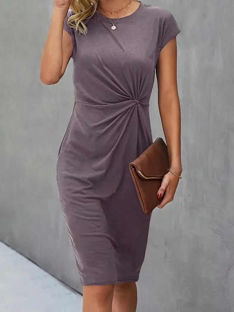 Jurk | Korte Mouw | Knielengte | Elegante Jurk | Midi Jurk-Hallo Susanne
