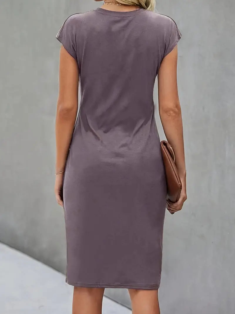 Jurk | Korte Mouw | Knielengte | Elegante Jurk | Midi Jurk-Hallo Susanne