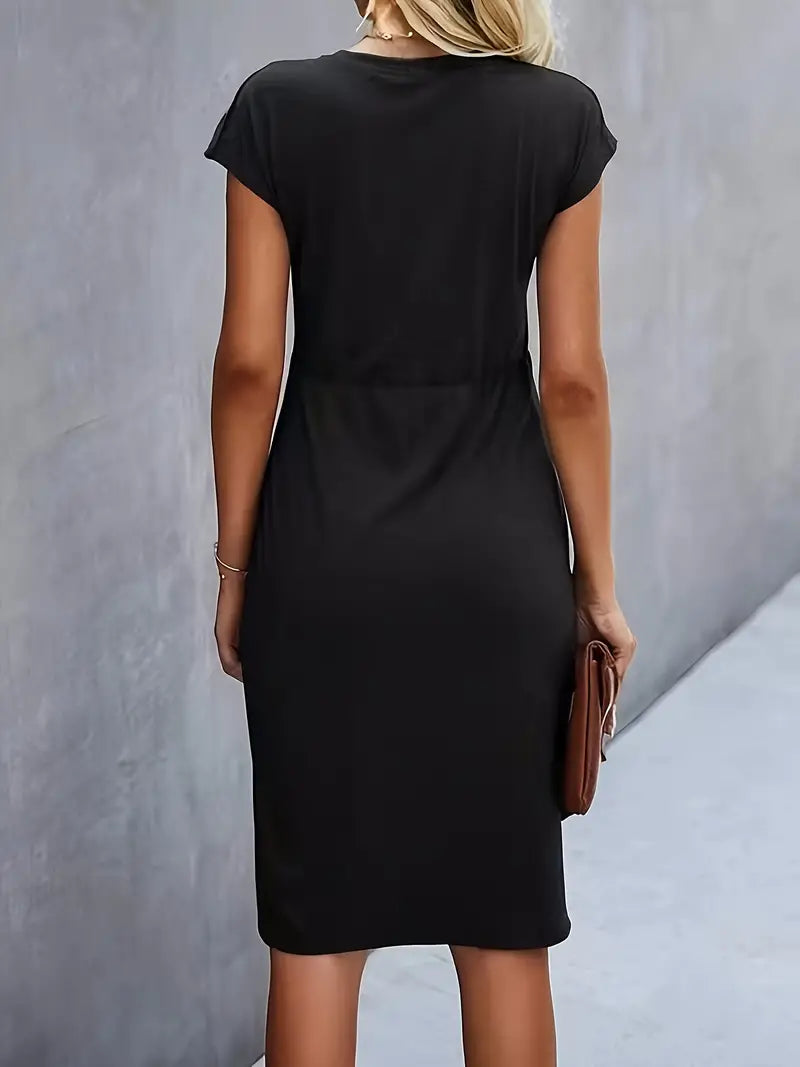 Jurk | Korte Mouw | Knielengte | Elegante Jurk | Midi Jurk-Hallo Susanne