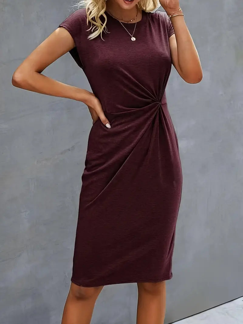 Jurk | Korte Mouw | Knielengte | Elegante Jurk | Midi Jurk-Hallo Susanne