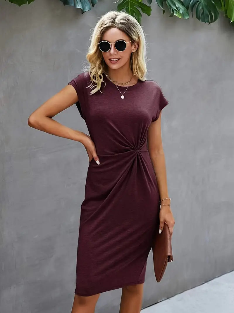 Jurk | Korte Mouw | Knielengte | Elegante Jurk | Midi Jurk-Hallo Susanne
