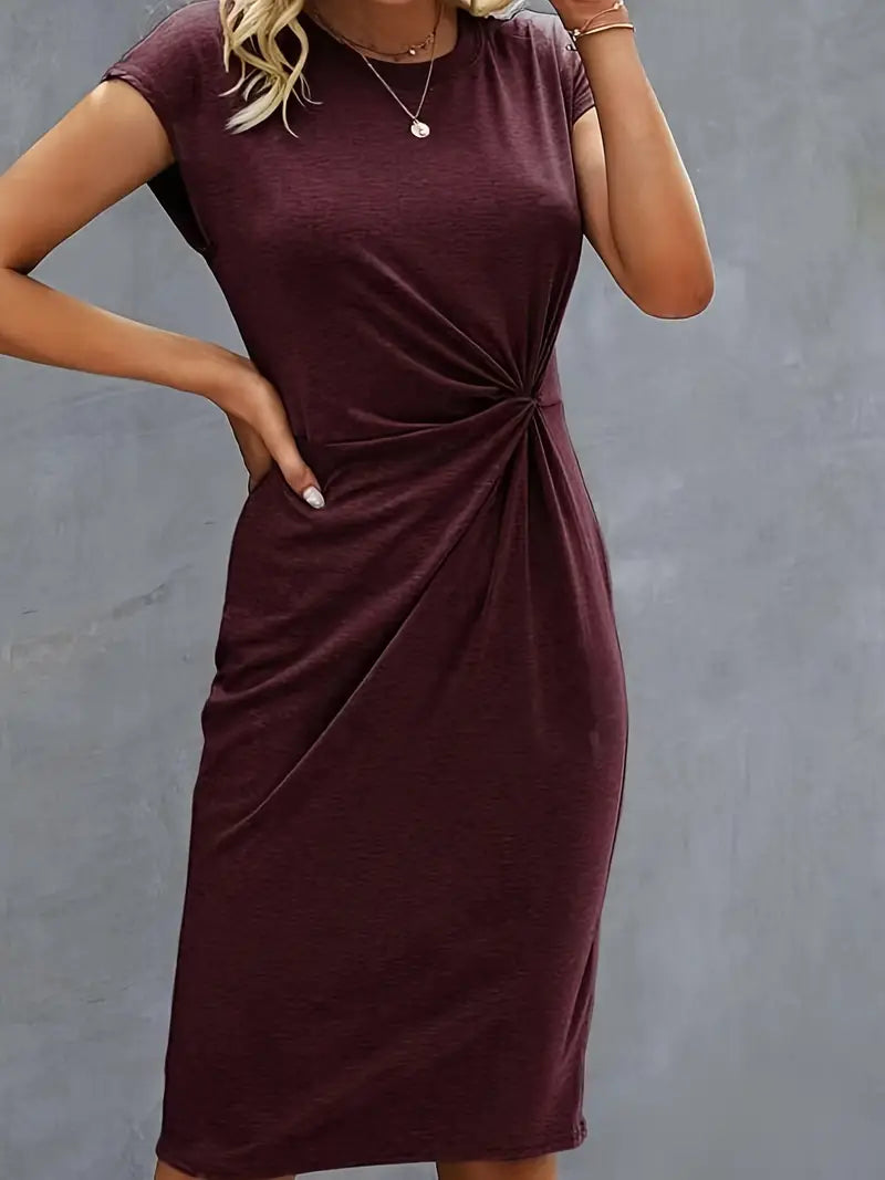 Jurk | Korte Mouw | Knielengte | Elegante Jurk | Midi Jurk-Hallo Susanne