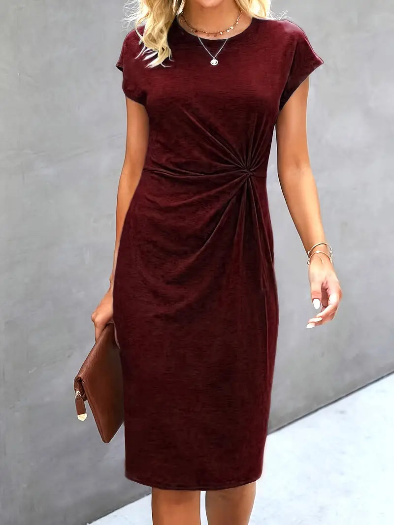 Jurk | Korte Mouw | Knielengte | Elegante Jurk | Midi Jurk-Hallo Susanne