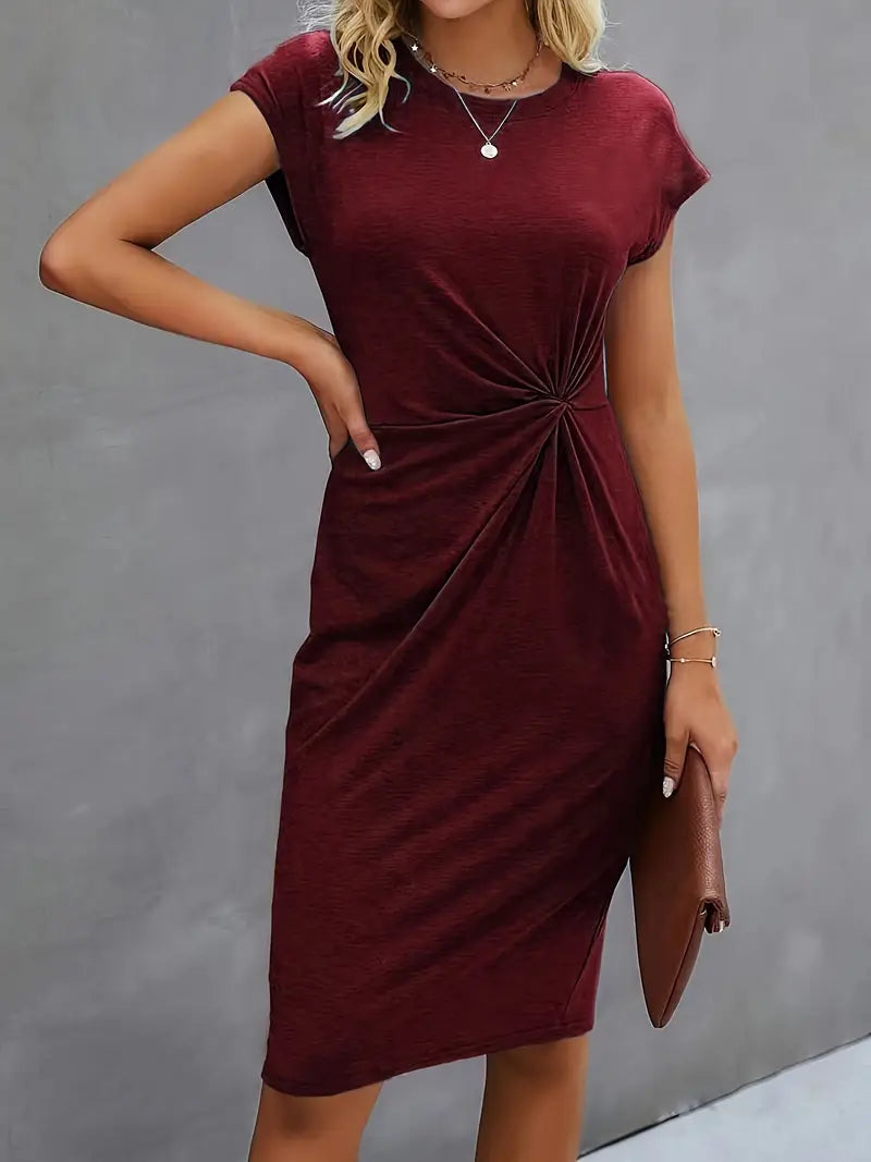 Jurk | Korte Mouw | Knielengte | Elegante Jurk | Midi Jurk-Hallo Susanne