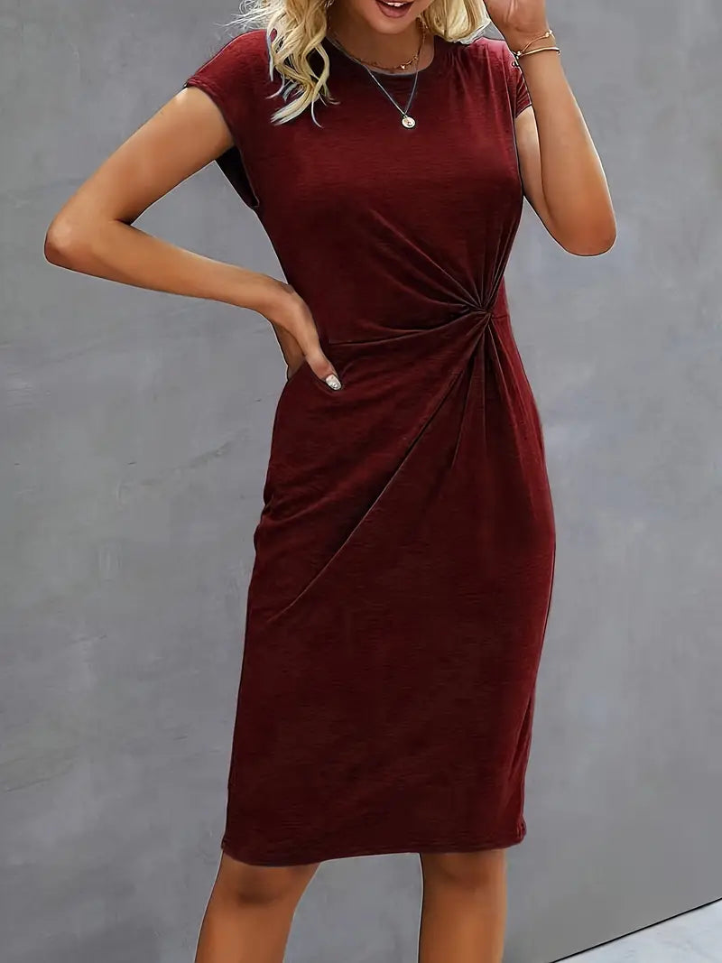 Jurk | Korte Mouw | Knielengte | Elegante Jurk | Midi Jurk-Hallo Susanne