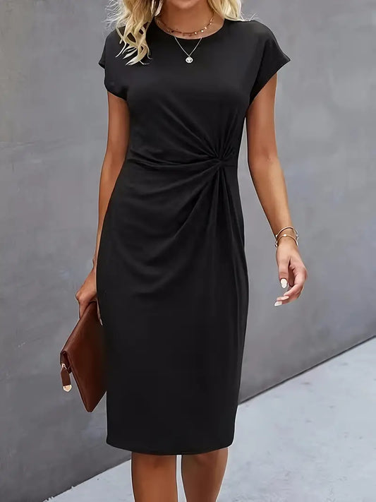 Jurk | Korte Mouw | Knielengte | Elegante Jurk | Midi Jurk-Hallo Susanne
