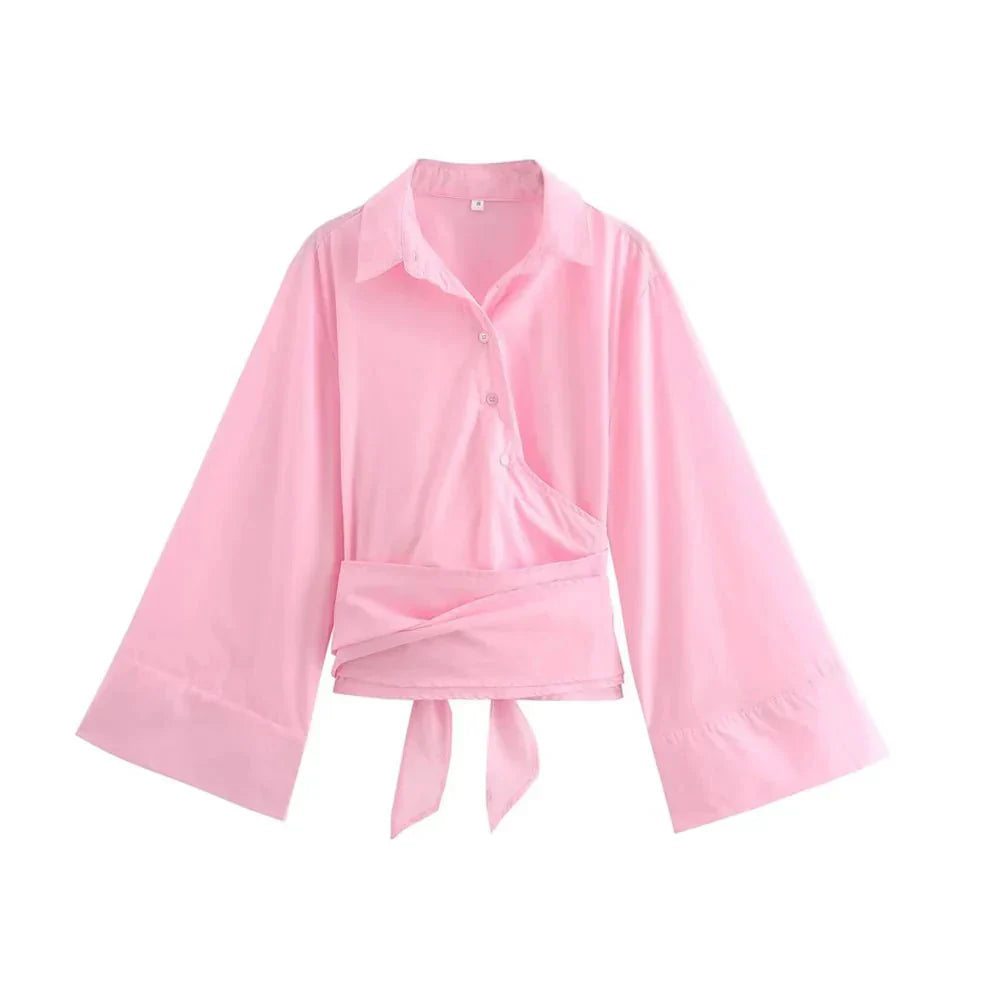 Kimono-blouse | Lange mouwen | Knoopsluiting | Wikkelblouse | Damesoverhemd-Hallo Susanne