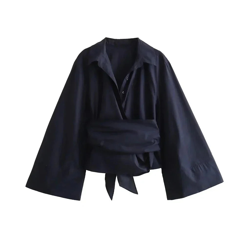 Kimono-blouse | Lange mouwen | Knoopsluiting | Wikkelblouse | Damesoverhemd-Hallo Susanne