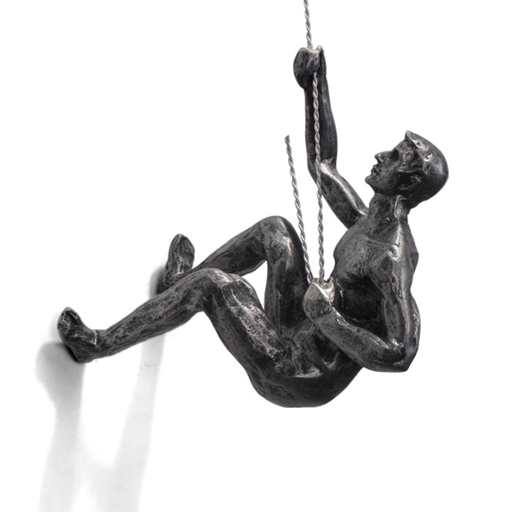 Klimmende Man Wandkunst | Hangend | Metaal | Wanddecoratie voor Woonkamer | Wanddecoratie-Hallo Susanne