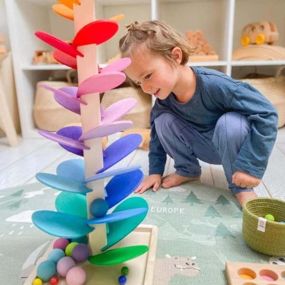 Knikkerbaan - Kleurrijk - Toren - Houten speelgoed - Kinderspeelgoed-Hallo Susanne