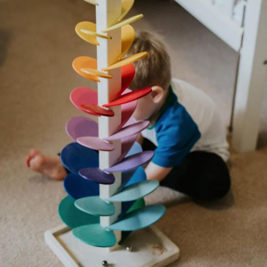 Knikkerbaan - Kleurrijk - Toren - Houten speelgoed - Kinderspeelgoed-Hallo Susanne
