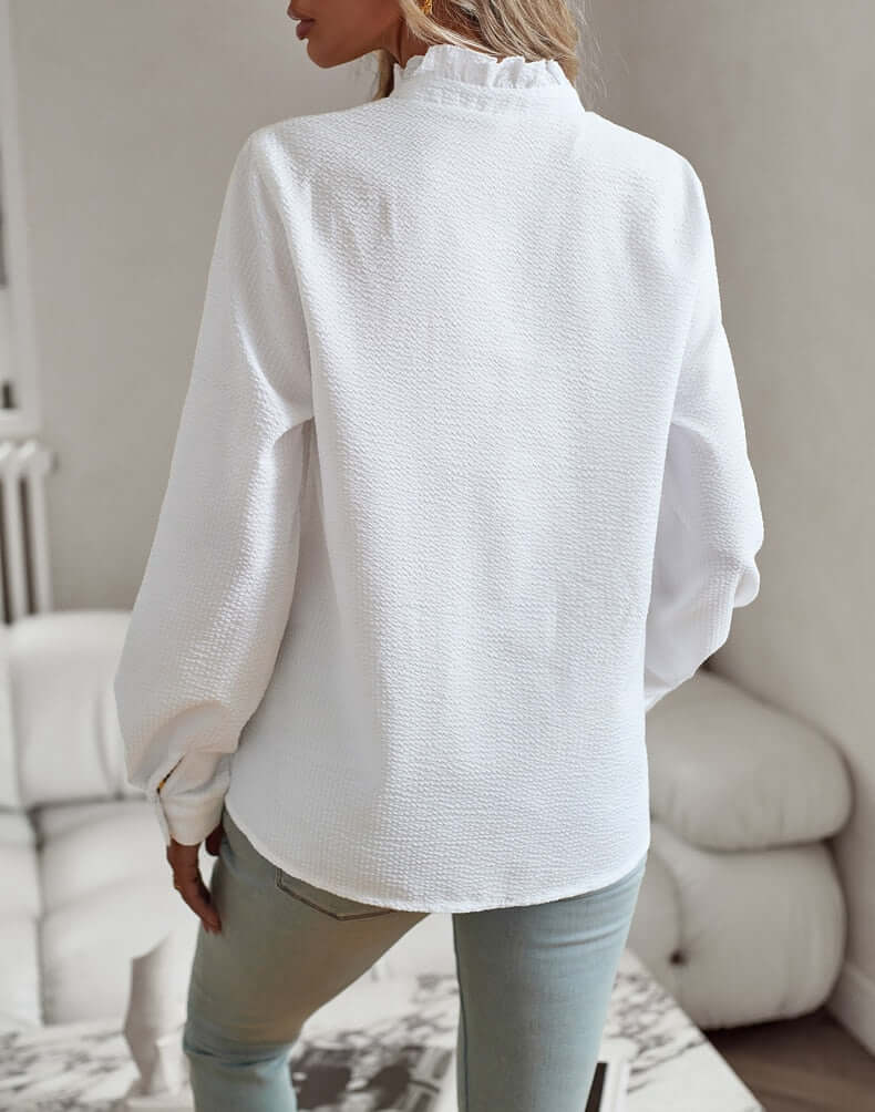 Knoopblouse | Gestreepte | Lange mouwen | Blouse met ruches | Knoopblouses voor dames-Hallo Susanne
