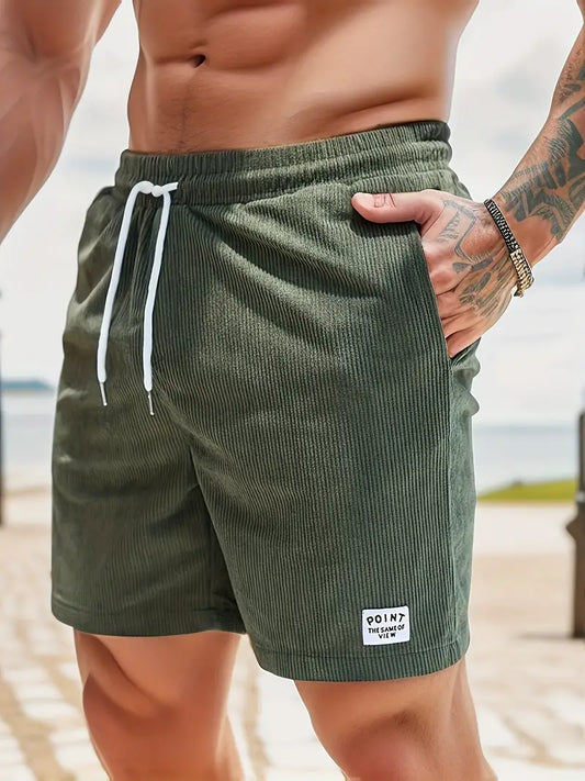 Koord Shorts - Heren Elastische Taille Corduroy Zomershorts-Hallo Susanne