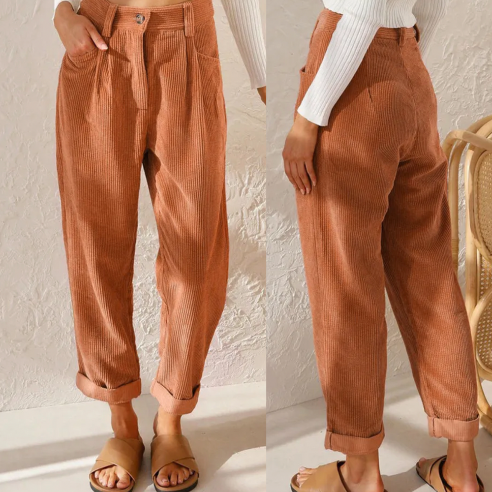 Koordbroek | Corduroy | Hoge Taille | Baggy Broek | Damesbroek-Hallo Susanne