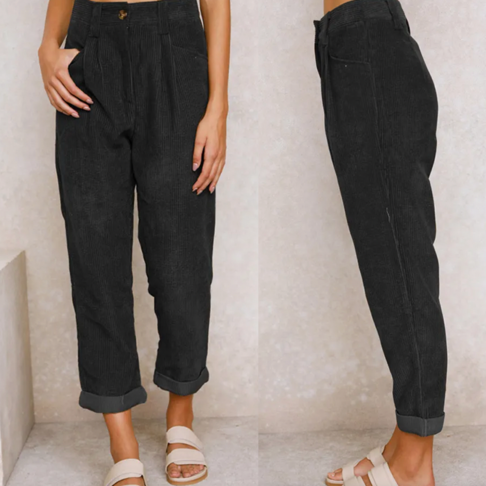 Koordbroek | Corduroy | Hoge Taille | Baggy Broek | Damesbroek-Hallo Susanne