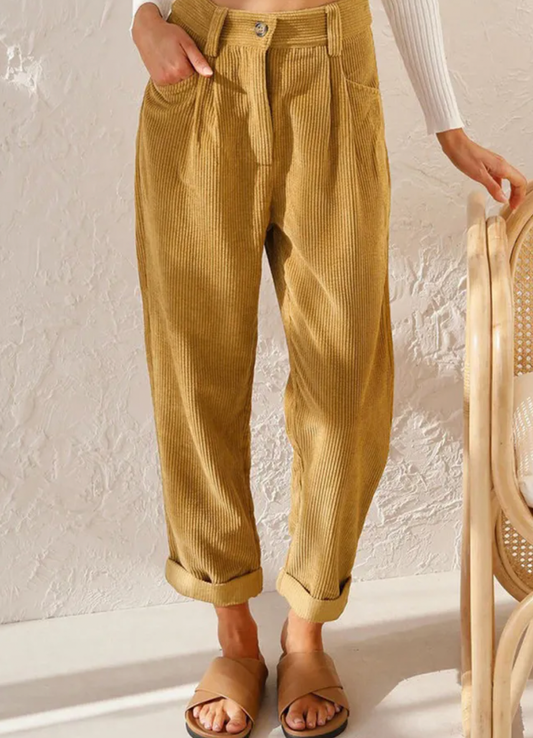 Koordbroek | Corduroy | Hoge Taille | Baggy Broek | Damesbroek-Hallo Susanne