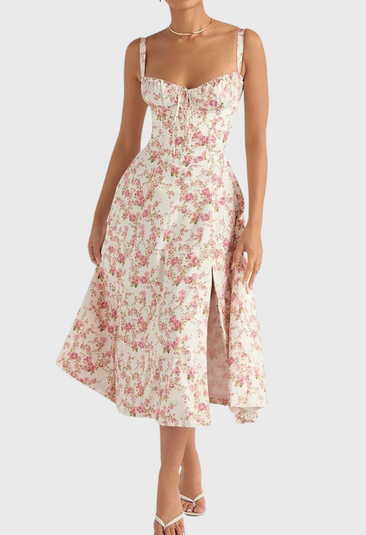 Korsetjurk - Mouwloos - Split - Midi-jurk - Zomerjurk-Hallo Susanne