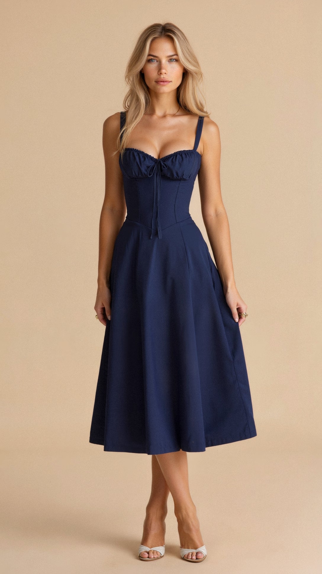 Korsetjurk - Mouwloze Midi Zomerjurk met Split voor dames-Hallo Susanne