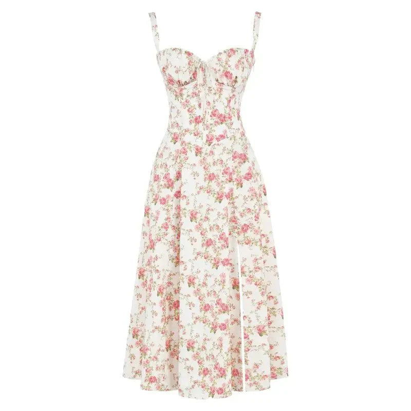 Korsetjurk - Mouwloze Midi Zomerjurk met Split voor dames-Hallo Susanne
