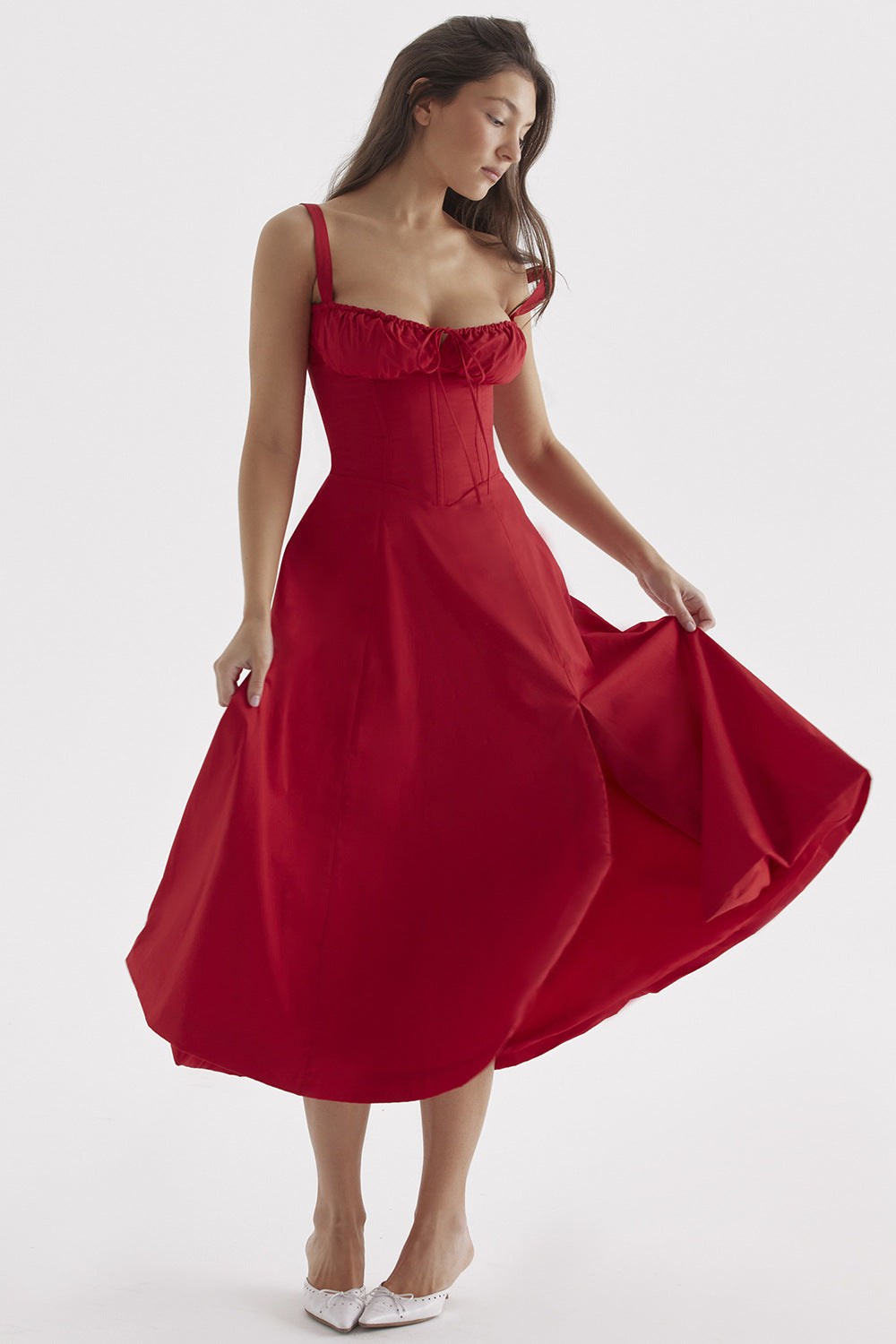 Korsetjurk - Mouwloze Midi zomerjurk met split voor dames-Hallo Susanne