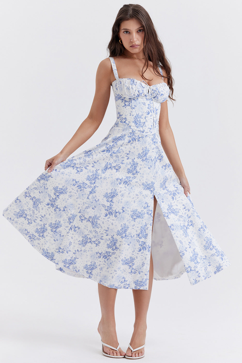 Korsetjurk - Mouwloze Midi zomerjurk met split voor dames-Hallo Susanne