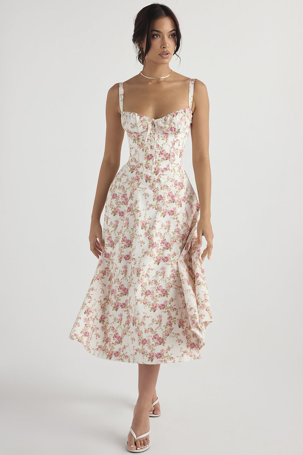 Korsetjurk - Mouwloze Midi zomerjurk met split voor dames-Hallo Susanne