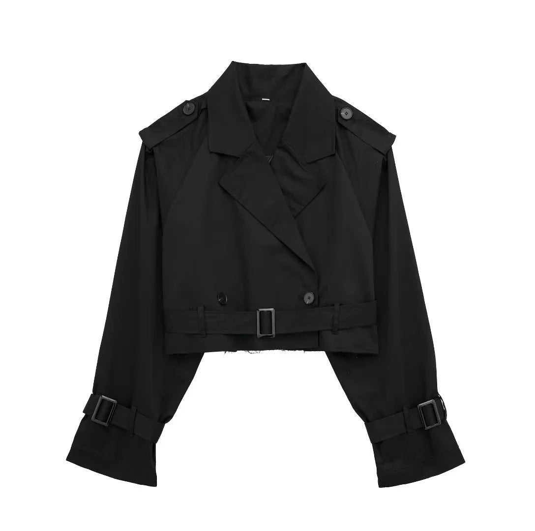 Kort Trenchjasje - Riem - Dubbel geknoopt - Korte trenchcoat - Damesjasje-Hallo Susanne