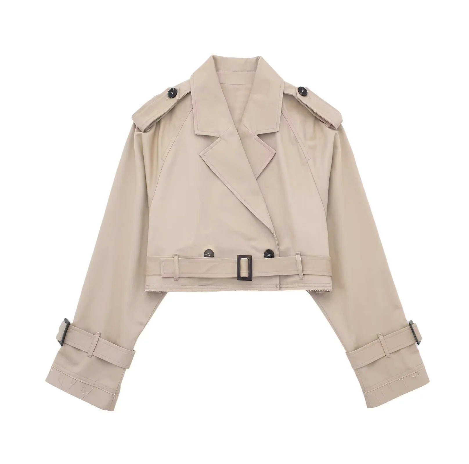 Kort Trenchjasje - Riem - Dubbel geknoopt - Korte trenchcoat - Damesjasje-Hallo Susanne