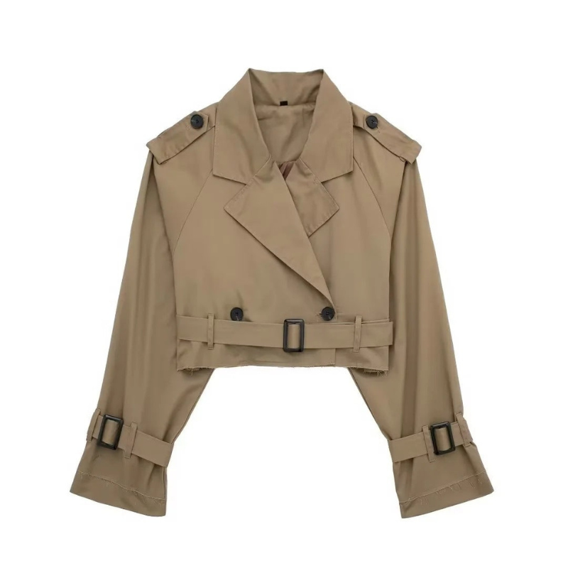 Korte Trench | Double Breasted | Riem | Herfstjas | Korte trenchcoat Vrouwen-Hallo Susanne