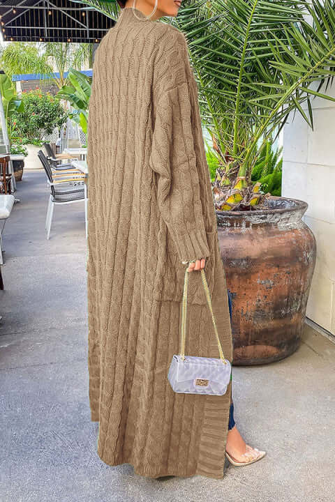 Lang vest | Open Front | Pocket | Gebreid vest | Lange vesten voor dames-Hallo Susanne