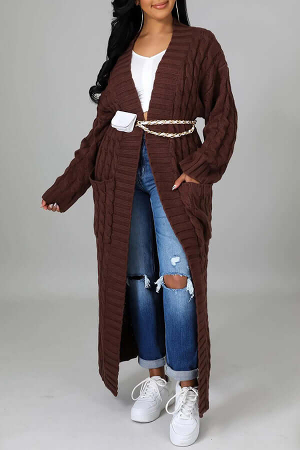 Lang vest | Open Front | Pocket | Gebreid vest | Lange vesten voor dames-Hallo Susanne