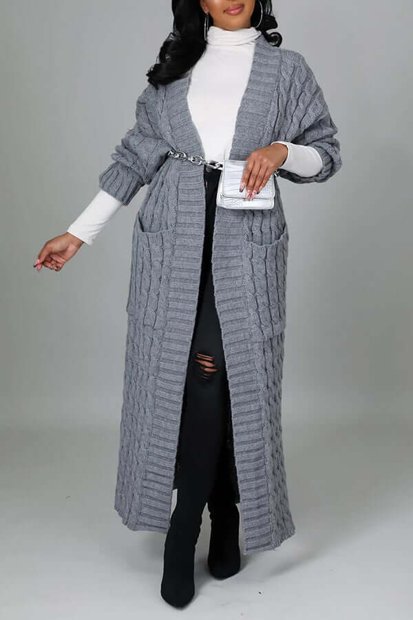 Lang vest | Open Front | Pocket | Gebreid vest | Lange vesten voor dames-Hallo Susanne